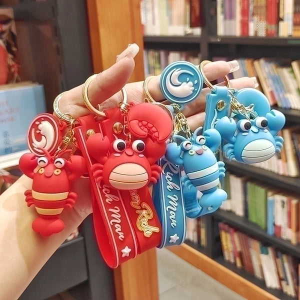 Cute Crab Lobster Pvc Metal Women's Bag Pendant Keychain