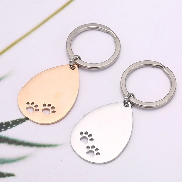 Cute Dog Paw Print Stainless Steel Bag Pendant Keychain