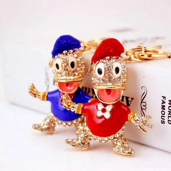 Cute Duck Alloy Inlaid Zircon Women's Bag Pendant Keychain