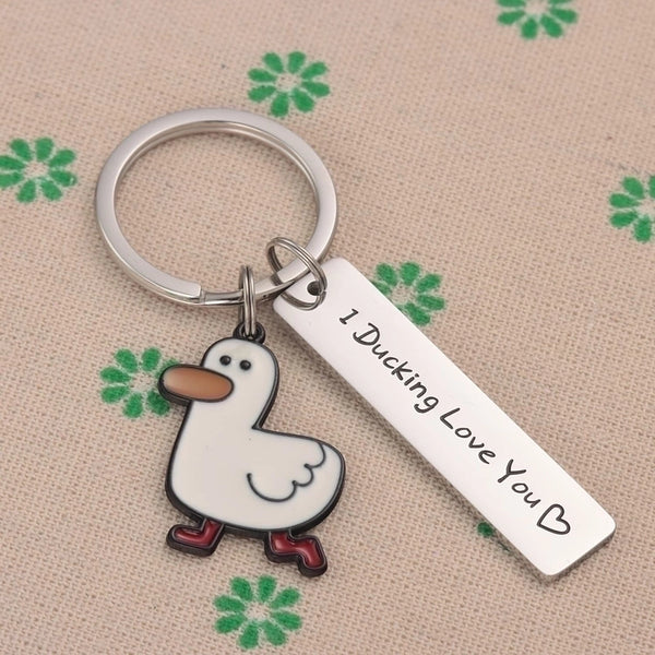 Cute Duck Stainless Steel Unisex Keychain