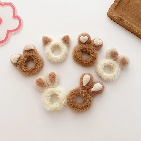 Cute Ear Plush Handmade Hair Tie 1 Pair