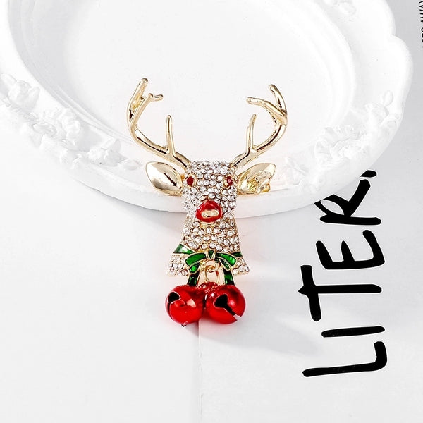 Cute Elk Alloy Inlay Rhinestones Unisex Brooches