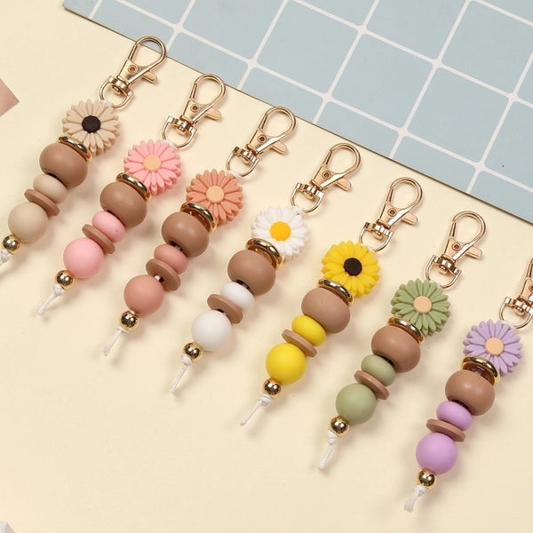 Cute Flower Daisy Alloy Plastic Resin Unisex Bag Pendant Keychain