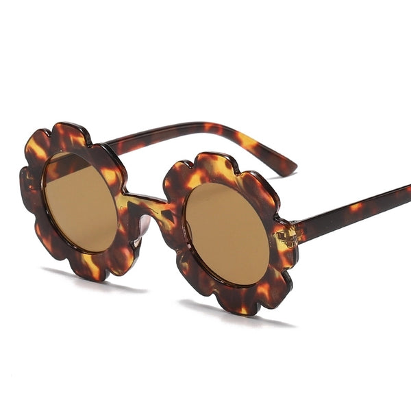 Cute Flower Pc Round Frame Full Frame Kids Sunglasses