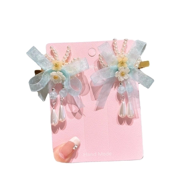 Cute Flower Plastic Cloth Resin Tassel Hair Clip