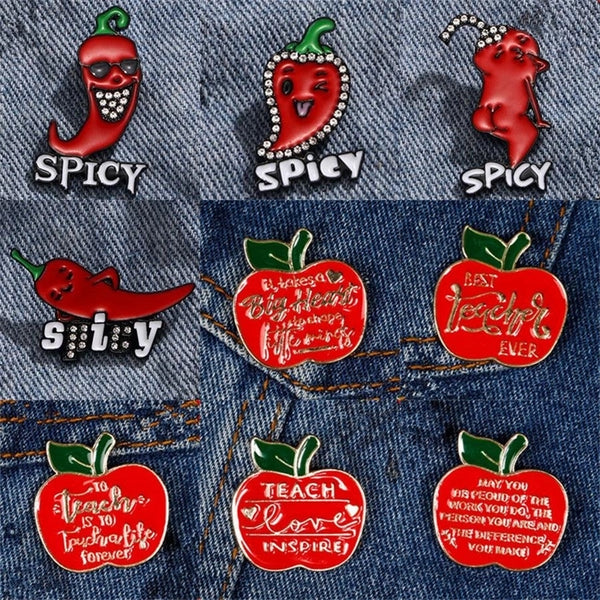 Cute Fruit Apple Alloy Unisex Brooches