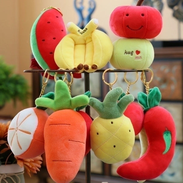 Cute Fruit Down Cotton Keychain