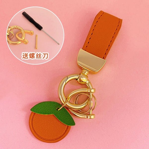 Cute Fruit Flower Pu Leather Alloy Women's Bag Pendant Keychain