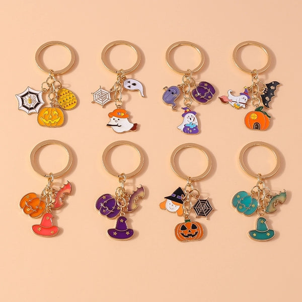 Cute Funny Pumpkin Ghost Bat Alloy Halloween Keychain