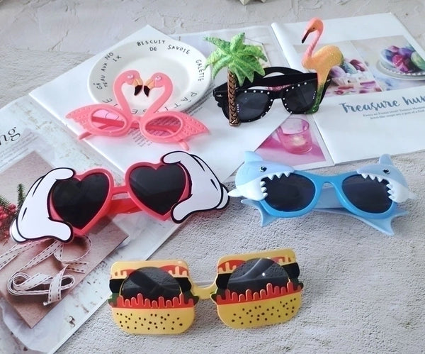 Cute Geometric Heart Shape Resin Special-Shaped Mirror Full Frame Kids Sunglasses