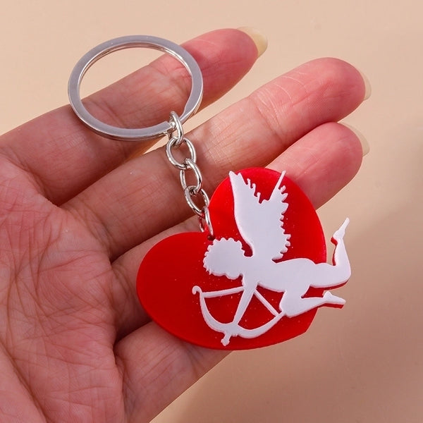 Cute Heart Shape Alloy Plastic Bag Pendant Keychain