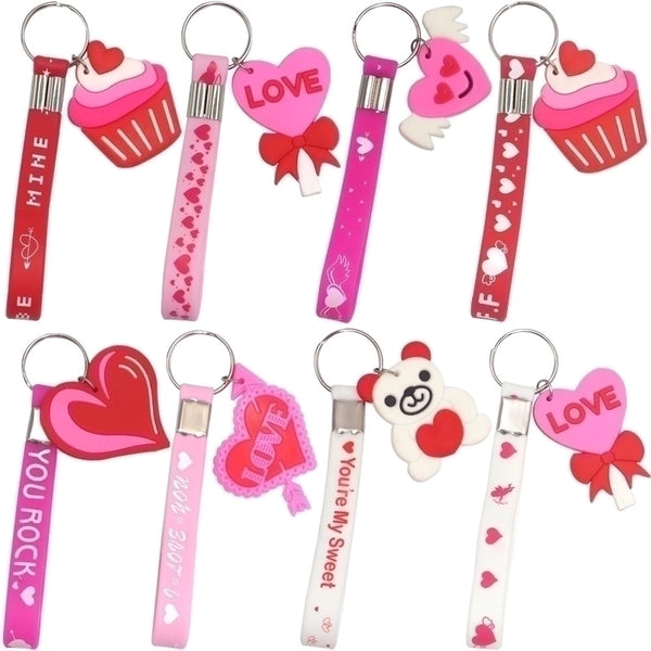 Cute Heart Shape Silica Gel Valentine's Day Women's Bag Pendant Keychain