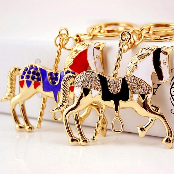 Cute Horse Zinc Alloy Plating Inlay Rhinestones Unisex Bag Pendant Keychain