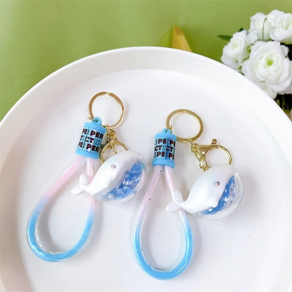 Cute Letter Color Block Dolphin Arylic Couple Keychain