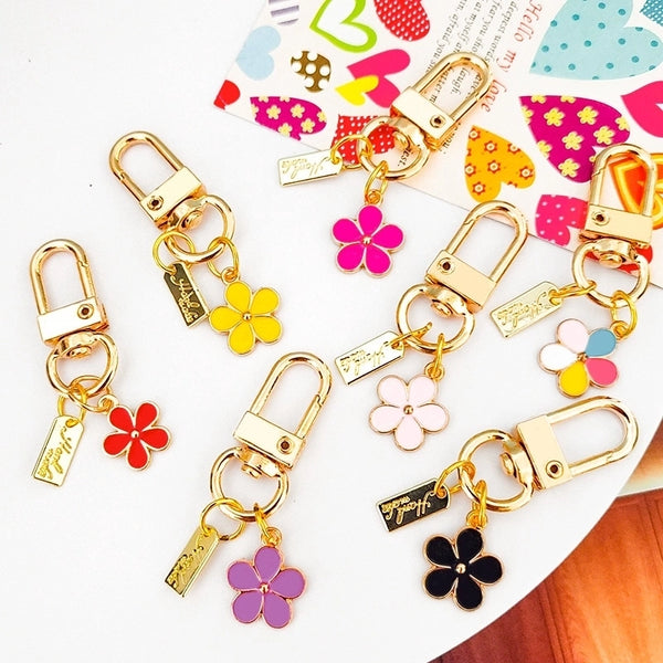 Cute Letter Flower Metal Women's Keychain