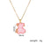 Cute Little Bear Star Titanium Steel Copper Plating Inlay Resin Zircon Gold Plated Pendant Necklace