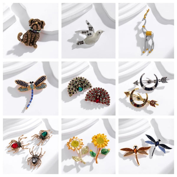 Cute Luxurious Animal Plant Arrow Alloy Inlay Rhinestones Women's Brooches