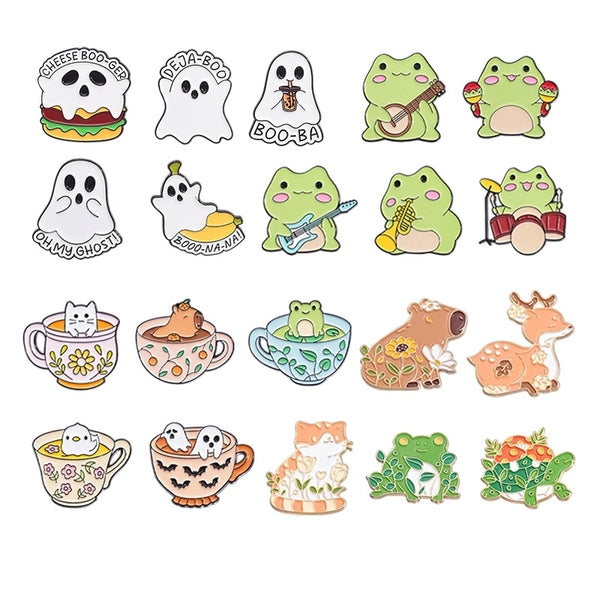 Cute Pastoral Pin Cartoon Hamburger Frog Alloy Unisex Brooches