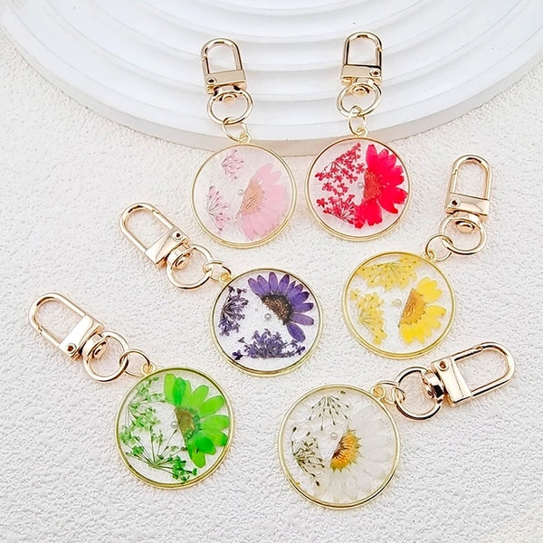 Cute Pastoral Simple Style Flower Alloy Resin Keychain