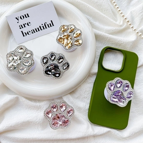 Cute Paw Print Plastic Rhinestone Universal Phone Cases