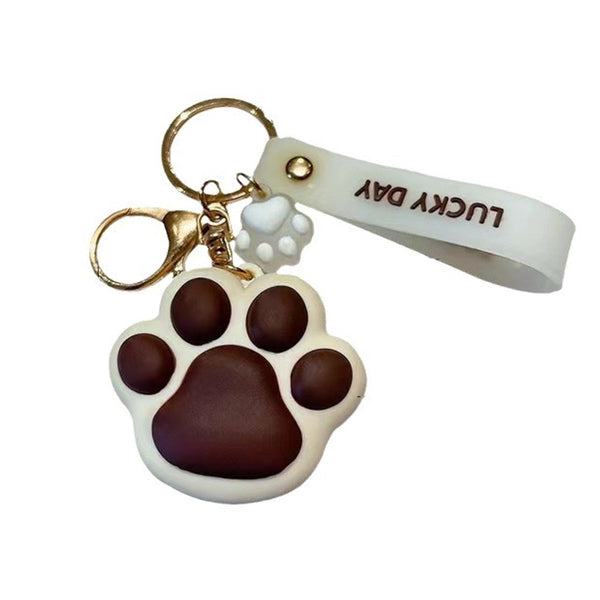 Cute Paw Print Silica Gel Unisex Bag Pendant Keychain