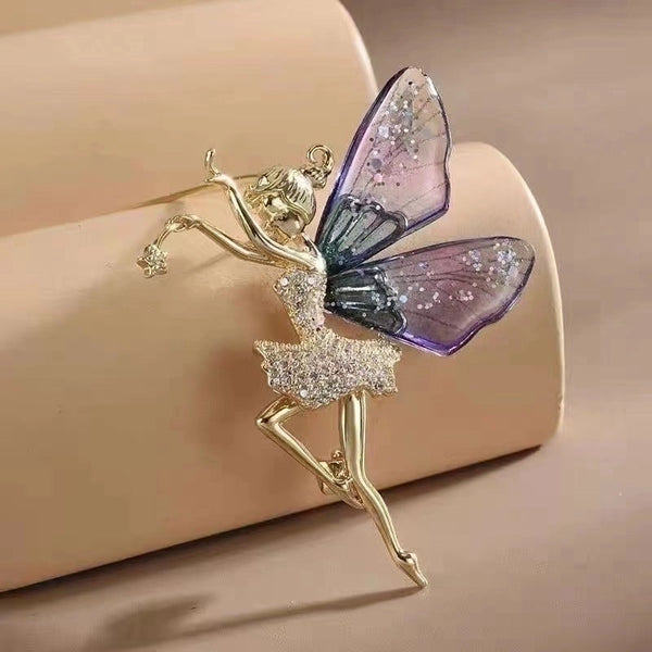 Cute Pin Angel Wings Alloy Inlay Zircon Women'S Brooches