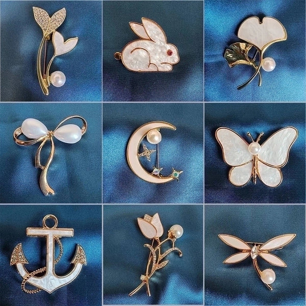 Cute Pin Animal Flower Alloy Inlay Imitation Shell Women's Brooches