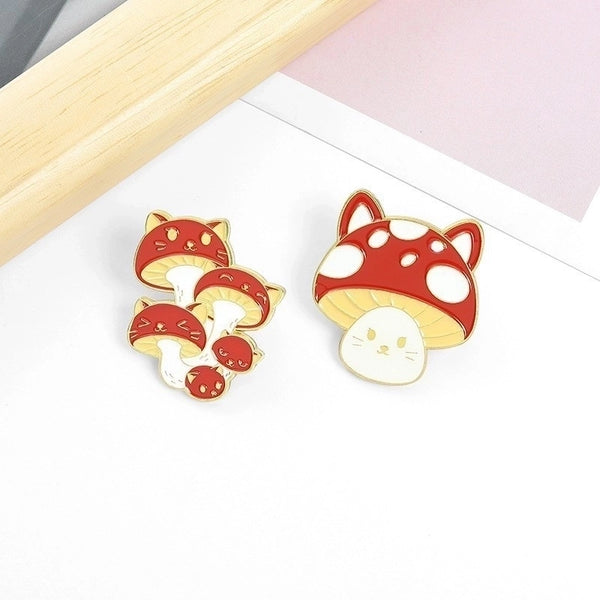 Cute Pin Animal Mushroom Alloy Stoving Varnish Unisex Brooches