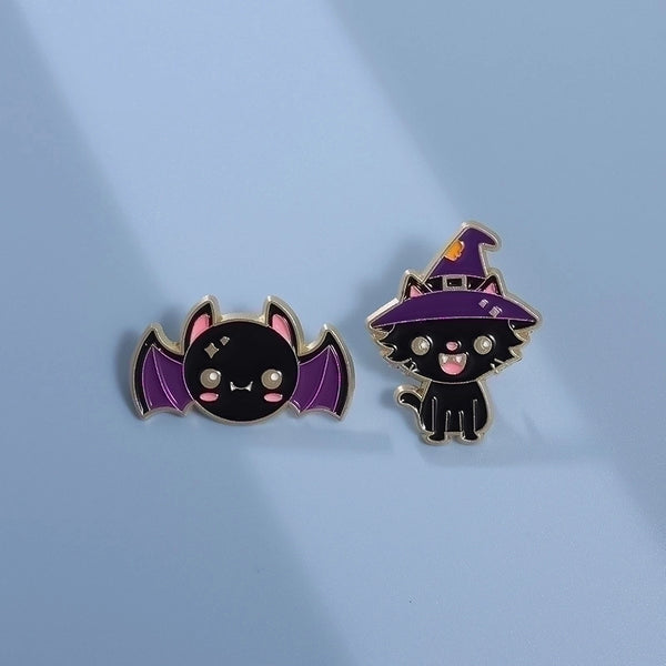 Cute Pin Cartoon Cat Bat Alloy Plating Unisex Brooches