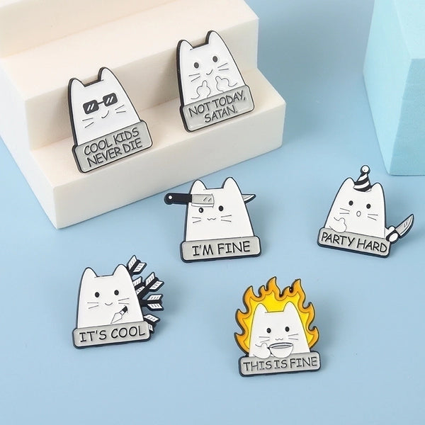 Cute Pin Cat Alloy Plating Metal Unisex Brooches