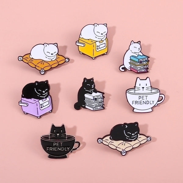 Cute Pin Cat Alloy Stoving Varnish Unisex Brooches