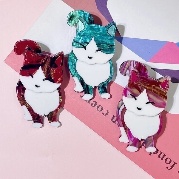 Cute Pin Cat Arylic Stoving Varnish Women's Brooches