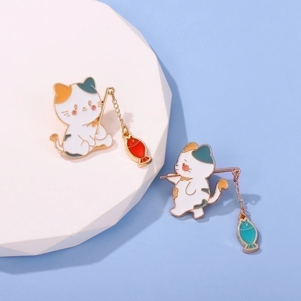 Cute Pin Cat Fish Alloy Enamel Unisex Brooches