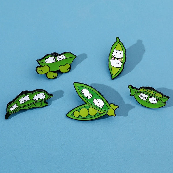 Cute Pin Cat Pea Alloy Enamel Unisex Brooches