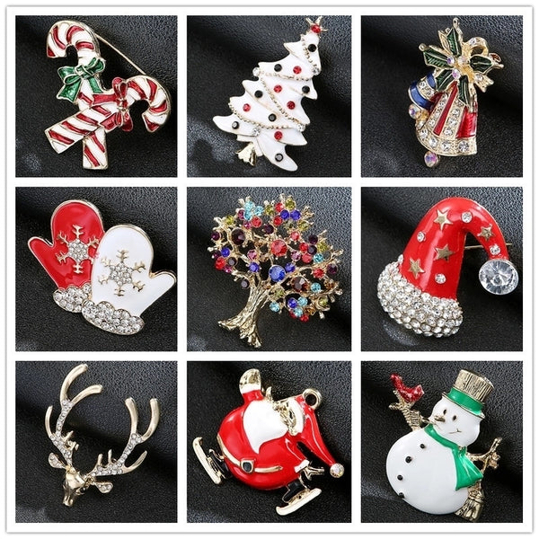 Cute Pin Christmas Hat Santa Claus Elk Alloy Plating Men's Brooches