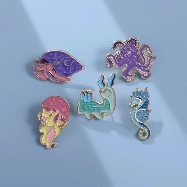 Cute Pin Conch Hippocampus Alloy Plating Unisex Brooches