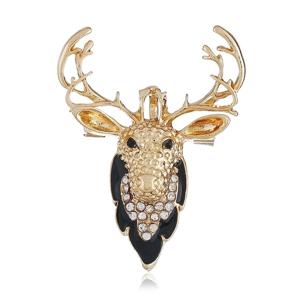 Cute Pin Elk Alloy Plating Rhinestones Unisex Brooches