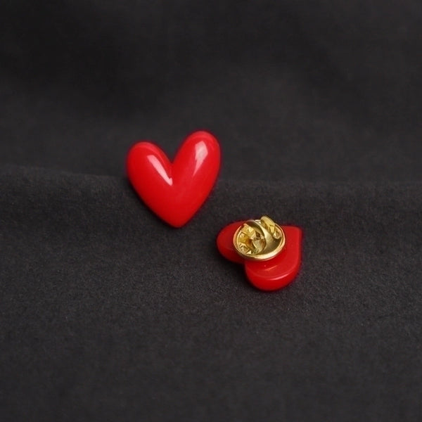 Cute Pin Heart Shape Resin Couple Brooches