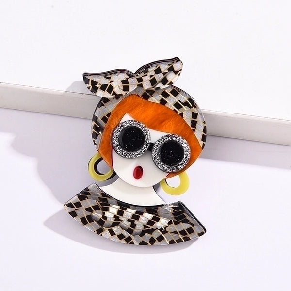 Cute Pin Human Arylic Women's Brooches