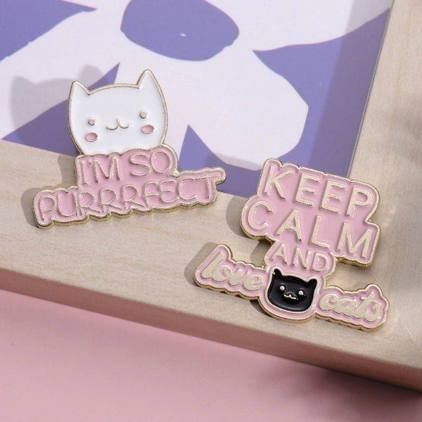 Cute Pin Letter Cat Alloy Stoving Varnish Unisex Brooches