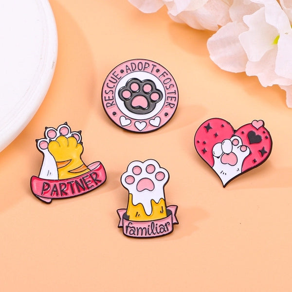 Cute Pin Letter Paw Print Alloy Enamel Stoving Varnish Kid'S Brooches