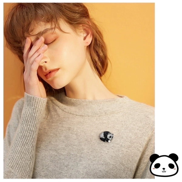 Cute Pin Panda Alloy Plating Inlay Rhinestones Pearl Unisex Brooches