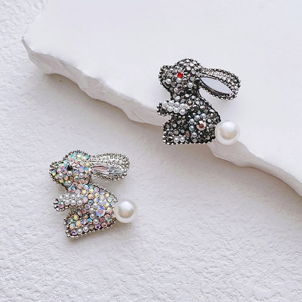 Cute Pin Rabbit Alloy Inlay Artificial Pearls Rhinestones Women'S Brooches