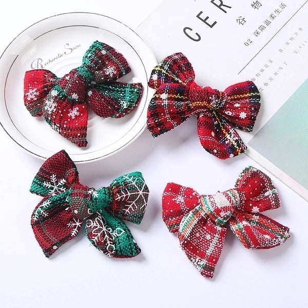 Cute Plaid Bow Knot Cloth Bowknot Hair Clip 1 Piece