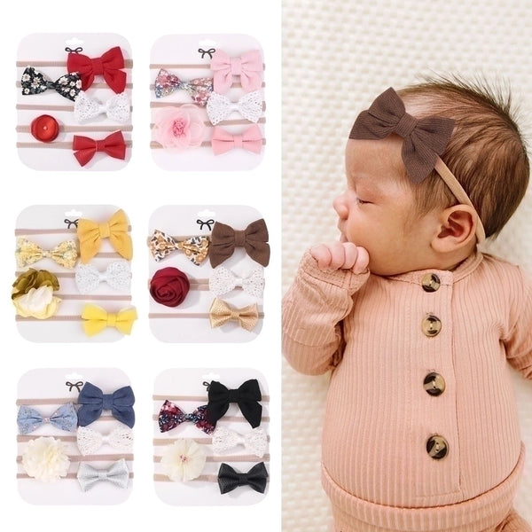 Cute Plaid Flower Bow Knot Cloth Lace Hair Band