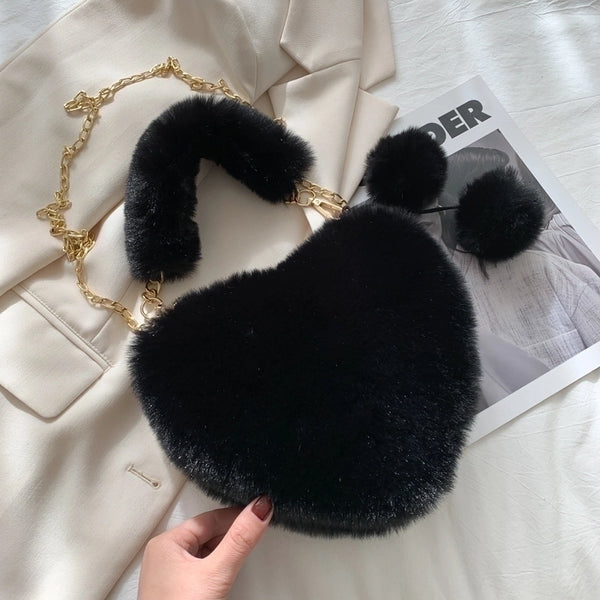 Cute Plush Heart-shaped Shoulder Bag