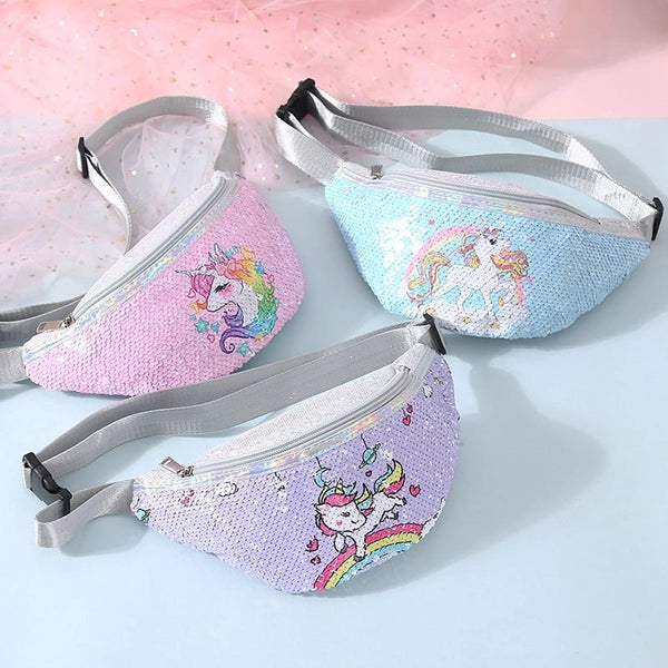 Cute  Print Sequin Cartoon Children's Shoulder Waist Bag 28*14.5cm