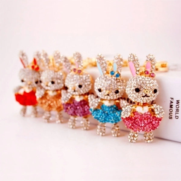 Cute Rabbit Alloy Plating Inlay Rhinestones Women's Bag Pendant Keychain