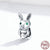 Cute Rabbit Egg Sterling Silver Enamel Inlay Zircon Charms Jewelry Accessories