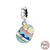 Cute Rabbit Egg Sterling Silver Enamel Inlay Zircon Charms Jewelry Accessories